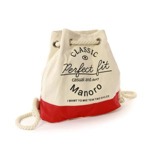 Manoro Canvas Rucksack Tasche Damen Herren Handtasche Beuteltasche weiß rot 29x12x31 inklusive Feenanhänger D2OTK216R