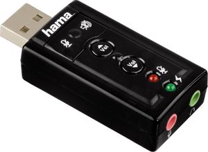 Hama USB Sound Card "7.1 Surround", 7.1 kanály/kanálov, 0 dB, USB