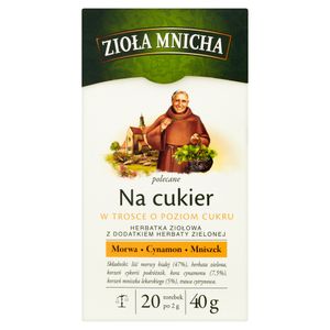 Big-Active Monk's Herbs for Sugar herbata ziołowa z zieloną herbatą 40 G (20 torebek)