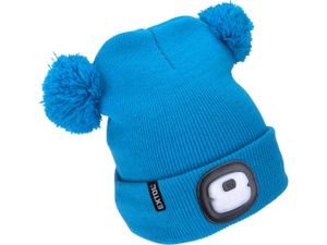 Čiapka detská s čelovým svetlom,4xLED, modrá, nabíjanie cez USB