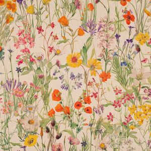 Dekostoff BW Halbpanama Leinenlook Wiesenblumen natur bunt 1,40m Br