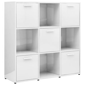 vidaXL Bücherregal Hochglanz-Weiß 90x30x90 cm Holzwerkstoff