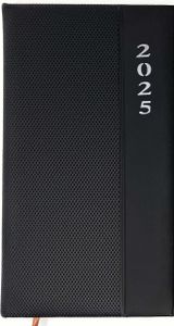 Taschenkalender 2025 A6 + Lang - Softtouch Oberfläche, 1 Woche 2 Seiten | Kompakter DIN A6 Kalender in Lang (10,5 x 17,8 cm )  | Buchkalender 2025 a6 (Schwarz)