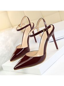 Damen Stiletto Riemchen Sandal Elegante Kleiderschuhe High Heels Sommer Sandals Weinrot,Größe:EU 39.5