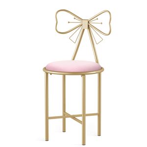 WISFOR Toaletní stolek Stolička Sedátko Stolička Toaletní stolek Židle s opěradlem Čalouněná stolička Podnožka Pohodlná, růžová