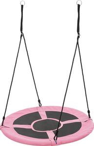 ECD Germany houpačka Nest Ø100 cm, růžová/černá, z polyesteru, nosnost do 150 kg, talířová houpačka pro děti a dospělé, výškově nastavitelná dětská houpačka venkovní, závěsná houpačka zahradní houpačka kulatá houpačka uzavřený sedák