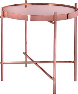 WOMO-DESIGN Beistelltisch Ø43x45 cm, in Kupfer, aus Metall und Glas, Wohnzimmertisch mit Glasplatte und Metallgestell