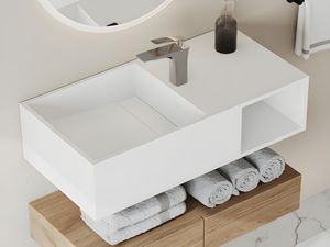 Waschtischplatte mit Ablage - 80 x 40 x 20 cm - Weiß - GOYOKO