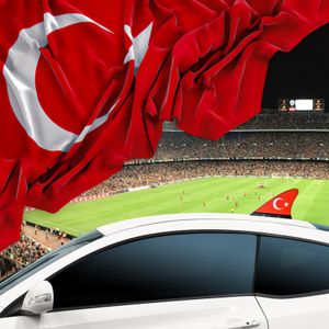 Fanflosse Türkei Flosse Fahne fürs Auto - Perfektes Zubehör für Fans, Hochwertige Flagge für Ihr Autodach, Ideal für Sportevents & Nationalfeiertage