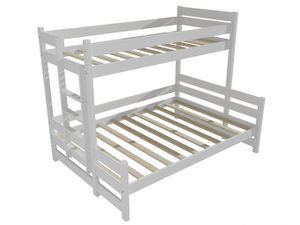 Patrová postel s rozšířeným spodním lůžkem PPS 003 (Rozměr: 90/140 x 200 cm, Umístění žebříku: vlevo, Barva dřeva: barva bílá)