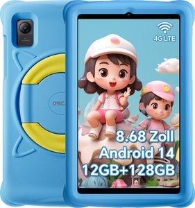 Blackview OSCAL Pad5kids 8.68“ Android 14 Kinder Tablet mit EVA Hülle, 12GB(4+8) RAM+128GB ROM, Kindersicherung, 13MP Kamera, 4G Dual SIM, Blau
