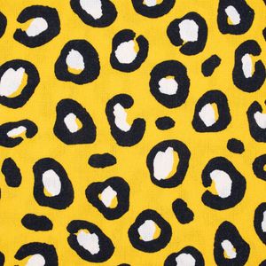 Bekleidungsstoff Halbleinen Viskose Leinen Leomuster gelb schwarz weiß 1,3m Breite