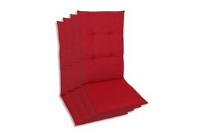 GO-DE Textil, Sesselauflage Hochlehner, 4er Set, Farbe: rot, Maße: 118 cm x 48 cm x 5 cm, Rueckenhoehe: 70 cm