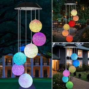 6-LED Solarleuchte Windspiel Licht Garten hängen Spinner Lampe Farbwechsel Dekor