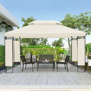 Mondeer Gartenpavillon 3x4m Premium Pavillon Wasserdicht Luxus Modern Stil Beige