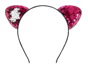 Pailletten Haarreifen Katzenohren Party Accessoire , Variante wählen :pink silber