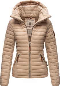 Marikoo Damen Jacke Übergangsjacke Steppjacke Kapuze Löwenbaby  Taupe 36 - S