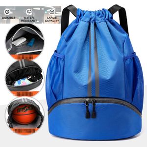 Blau Rucksack mit Kordelzug, Sporttasche mit Schuhfach Nass- und Trockentrenn-Schwimmrucksack Wasserabweisend Sportrucksack