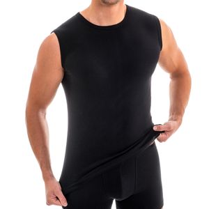 HERMKO 3040 Herren Muskelshirt aus 100% Bio-Baumwolle, Unterhemd Atlethic Vest Rundhals viele Farben, Größe:D 8 = EU XXL, Farbe:schwarz