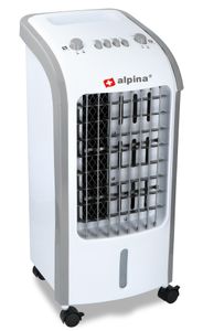 alpina Air Cooler - Luftkühler - Luftbefeuchter - mit 2 Kühlelemente - 3 Lüftungsmodi - bis zu 270m3 - Weiß