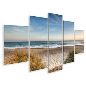 Bild auf Leinwand Dünen Strand Sand Meer Nordsee Inseln Wandbild Poster Kunstdruck Bilder 170x80cm 5-teilig