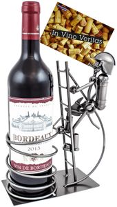 BRUBAKER Držiak na fľaše vína Stojan na fľaše Požiarnik na rebríkuImitáciaatívny kovový predmet s blahoželaním k vínu