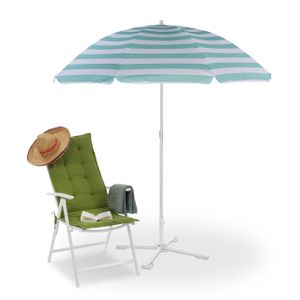 relaxdays Sonnenschirm in Weiß & Türkis 160 cm