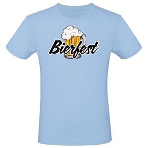 Alsino Bierfest kurzarm T-Shirt Uni Oktoberfest Shirts Kostüm Party Outfit Dirndl 100% Baumwolle, Farbe wählen:hellblau, Größe wählen:L