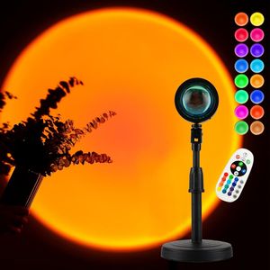 16 Farben RGB Sonnenuntergang Lampe LED Projektor Licht mit Fernbedienung USB Projektionslampe Sunset Sonne Tischlampe Umgebungslicht höhenverstellbar