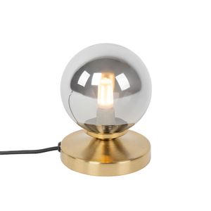 QAZQA - Landhaus I Vintage Moderne Tischlampe Gold I Messing mit Rauchglas - Athen I Wohnzimmer I Schlafzimmer - Kugel I Kugelförmig - LED geeignet G9