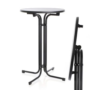 Toboli klappbarer Bistrotisch in Schwarz Ø80cm runder Stehtisch Indoor/Outdoor Klapptisch 110cm hoch