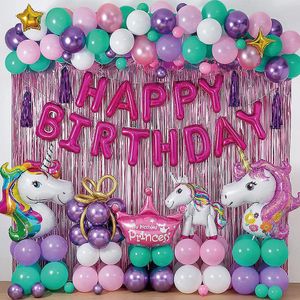 Deluxe Einhorn Party Set 88 Teile Kindergeburtstag Kinder Geburtstag Girlande Ballonbogen Bogen rosa Ballongeschenk