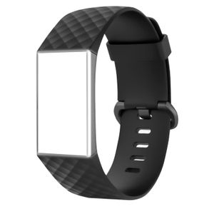 Sport Armband Gr. S für Fitbit Charge 3, Charge 4 Ersatzarmband Fitness Silikon Band Ersatzband, Schwarz