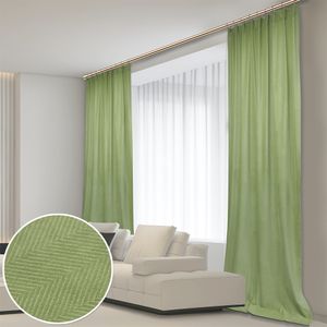 2 Stück Samt Vorhänge Blickdicht, Matcha grün Kräuselband Vorhang, Thermo Verdunkelungsvorhang Geprägter Samtvorhang Für Wohnzimmer Schlafzimmer, 132x274cm