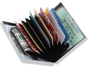 ASKSA Pouzdro na kreditní karty z nerezové oceli Pánské RFID a NFC blokovací pouzdra 10 přihrádek, Barvy:Stříbrná
