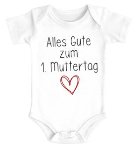 Baby Body kurzarm Alles Gute zum 1. Muttertag Herz Geschenk für frischgebackene Mama junge Mütter SpecialMe® weiß 6-12 Monate