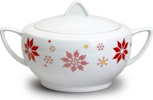 Thun 1794 Polévková mísa, 2,7 l, vánoční červené vločky, Lea, porcelán Thun