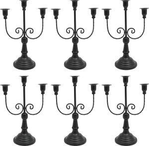 6x Kerzenhalter  Tisch  Kerzenständer Schwarz