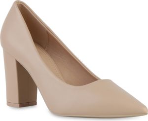 VAN HILL Damen Spitze Pumps Elegante Klassische Schuhe 841389, Farbe: Beige, Größe: 40