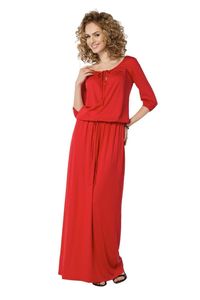 Kleid Lang Maxi Kleid elastischer Bund; Rot XL/2XL 42/44