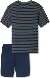 Schiesser Casual Essentials Schlafanzug Set aus Kurzarm-Shirt und kurzer Hose, Mit Rundhalsausschnitt, Lässige Passform