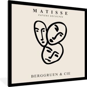 MuchoWow® Gerahmtes Poster Matisse - Gesicht - Porträt - Schwarz 40x40 cm - Poster mit Schwarzem Bilderrahmen Wandposter Rahmen Foto Bilder - Mit Rahmen - Wanddekoration Schlafzimmer