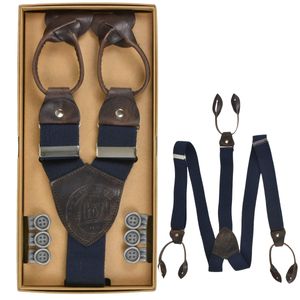 Lloyd Hosenträger marine dunkelblau Y Form Holländer 120cm 35mm Lederrückenteil und Laschen mit Knöpfen zum Anclippen