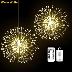 ※198 LEDs Feuerwerk Lichterkette 8 Lichtmodi Löwenzahn Lichter Wasserdicht Außen Garten Weihnachten Deko, Warmweiß