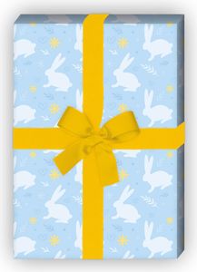 Häschen Geschenkpapier mit Herz für Geburtstage, Geburt, Ostern, hellblau - G11871, 32 x 48cm