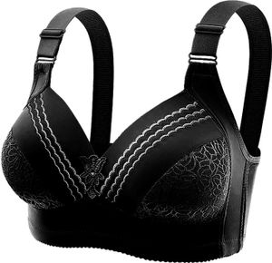 Damen-Bralette ohne Bügel, gepolstert, breite Träger, atmungsaktiv, weich, y Push-Up, vollständige Abdeckung, bügelloser BH für Mütter mittleren Alters