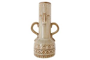 Vase - Gesicht - Beige - D16,5xD12,5xH30cm - Keramik