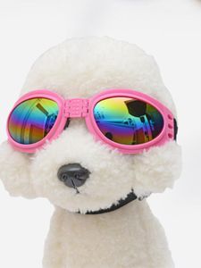 Hunde Sonnenbrille Hundebrille, UV Schutzbrille Wasserdichter Windschutz Staubschutz Nebelschutz Haustier Brille mit Verstellbarem Gurt für Hunde/Katzen Rosa