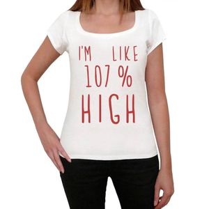 Damen Grafik T-Shirt Ich bin zu 107% high – I'm Like 107% High – Öko-Verantwortlich Vintage Jahrgang Kurzarm Lustige Druck Geburtstag Geschenk Frau