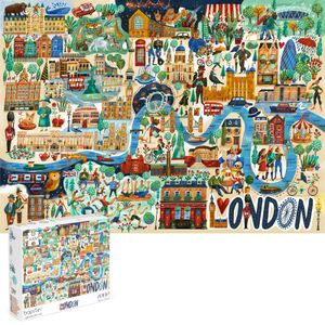 bopster 1000 Teile Puzzle London City aus 100% recycelten Kartons für Erwachsene, Jugendliche und Kinder, Größe 70 x 50cm